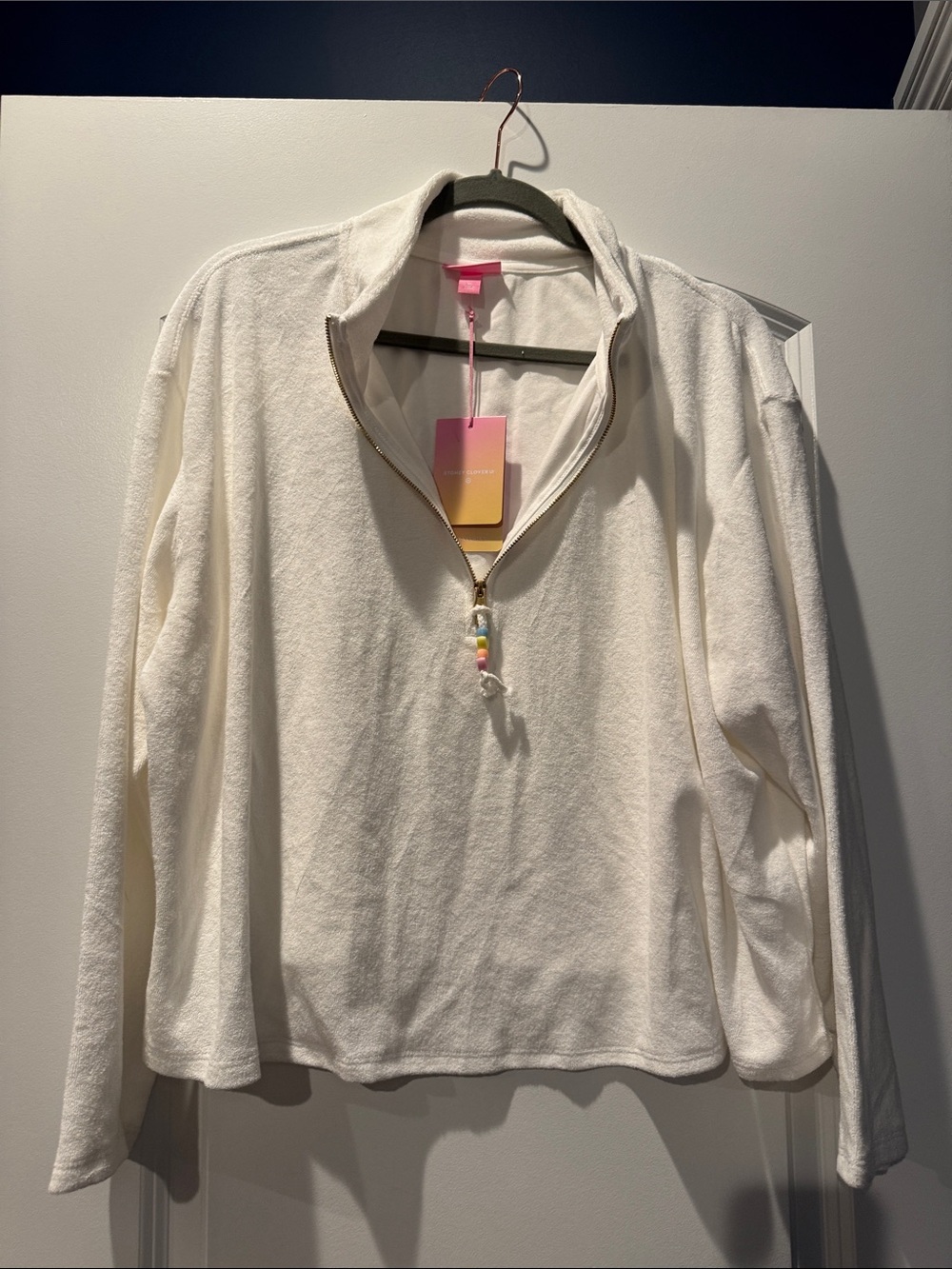 NWT! Target x Stoney Clover Lane Half-zip White Terry Sweatshirt size 1X